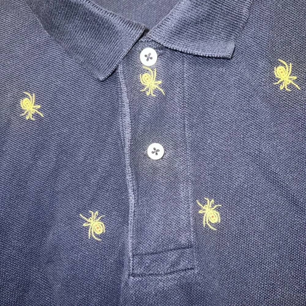 VTG Polo Ralph Lauren Shirt Men Sz M Blue AOP Spider Short Sleeve Embroider Polo